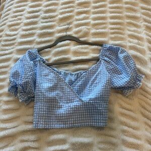Blue Gingham Women's Top
